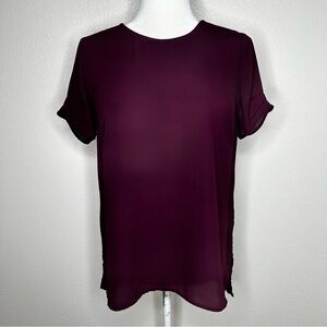 DR2 By Daniel Rainn Womens Maroon Short Sleeve Top Blouse Size XS